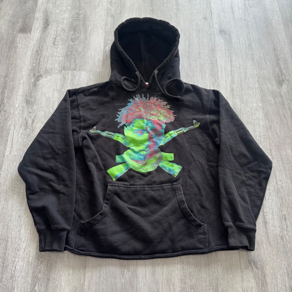 Vlone NBA Youngboy Top Off Hoodie Black Green V Logo Graphic Mens Small S